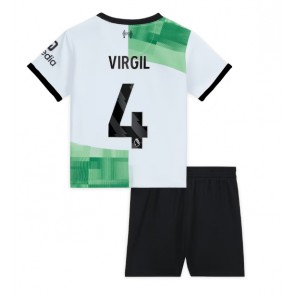 Lacne Dětský Futbalové dres Liverpool Virgil van Dijk #4 2023-24 Krátky Rukáv - Preč (+ trenírky)